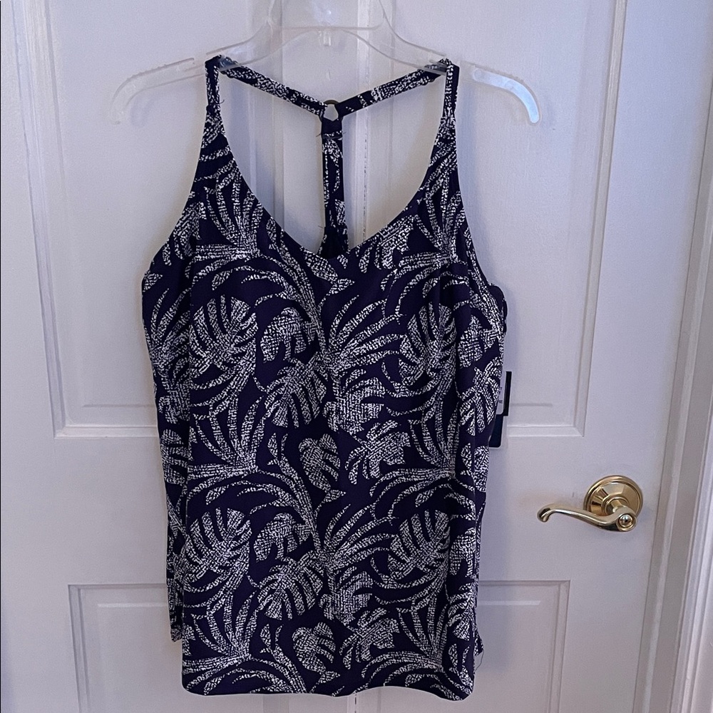 Island Escape Navy and White Printed One-Piece Swim Tank